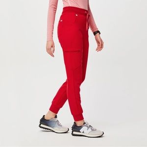 FIGS Zamora scrub pants, pop red